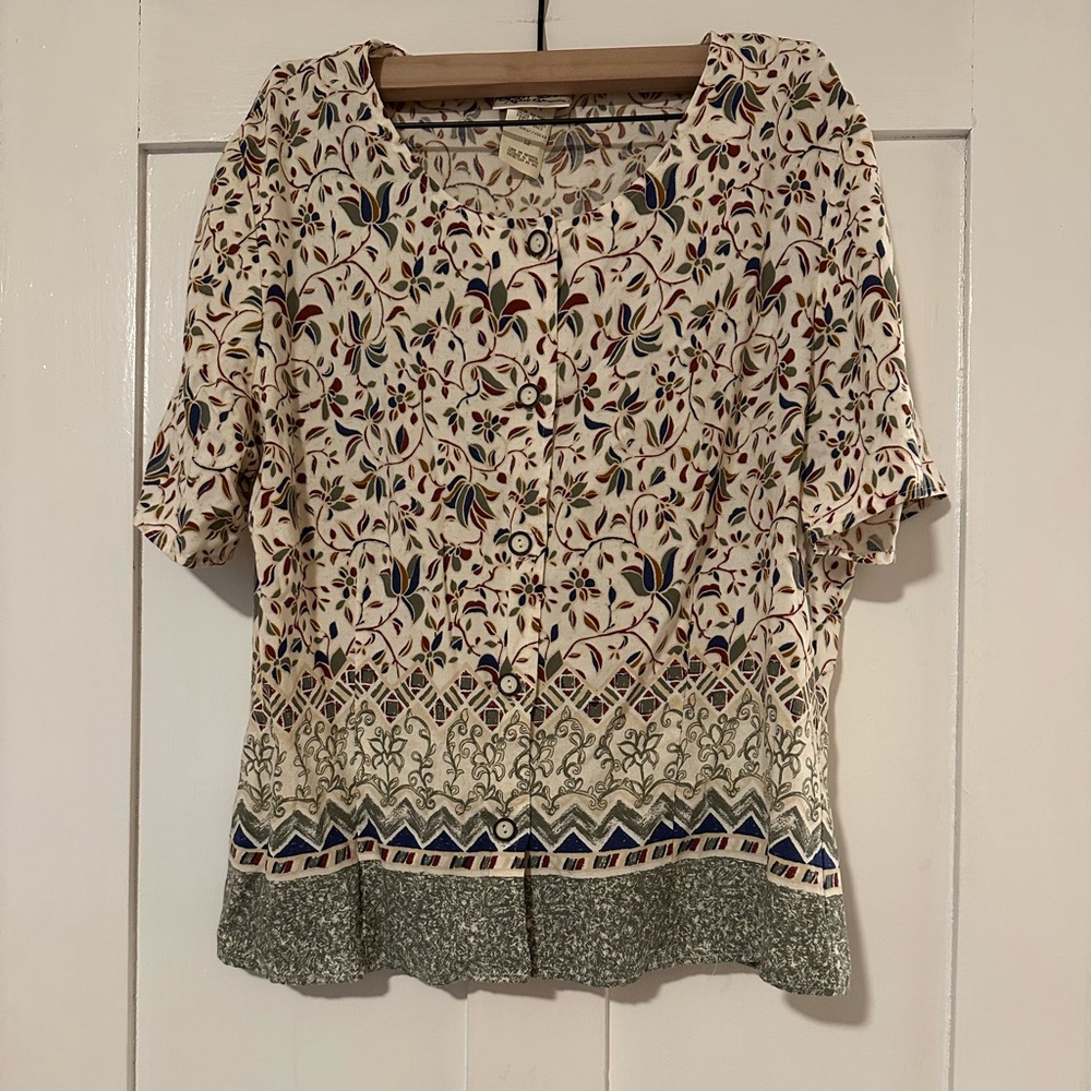 Vintage Kathie Lee Collection Multicolor Patterned Blouse
